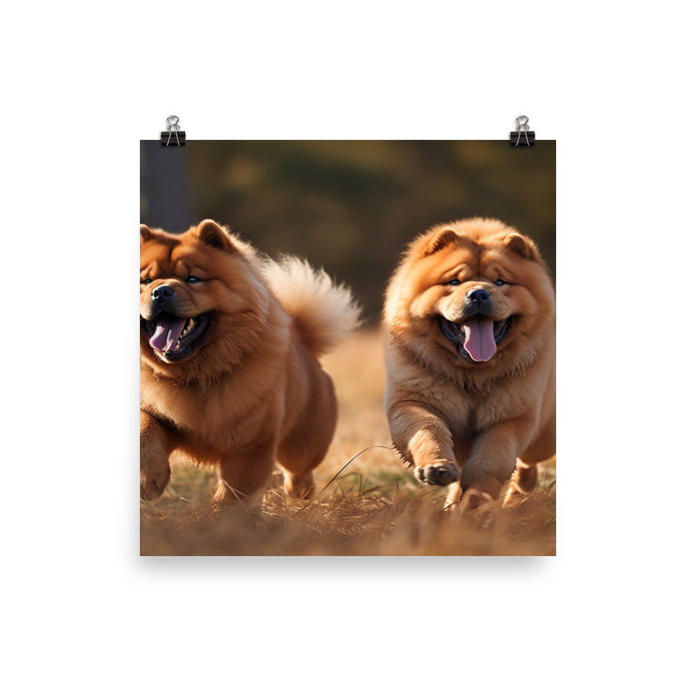 Two Chow Chows Having Fun Photo paper poster - PosterfyAI.com