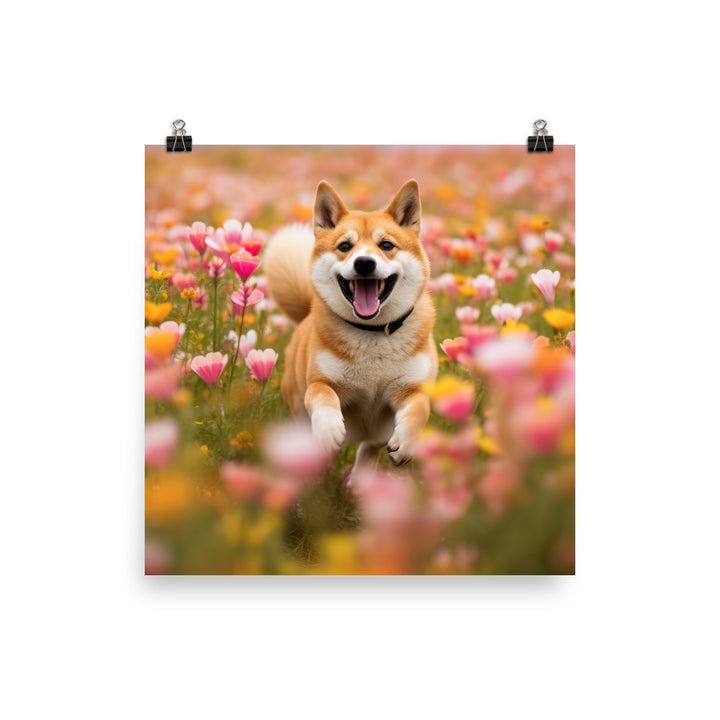 Shiba Inu Running Photo paper poster - PosterfyAI.com