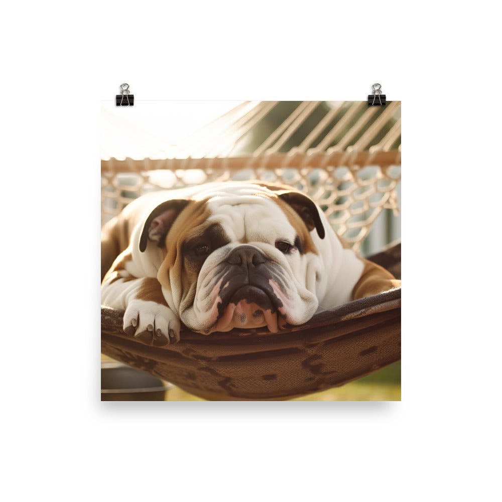 Relaxing Bulldog in the Hammock Photo paper poster - PosterfyAI.com