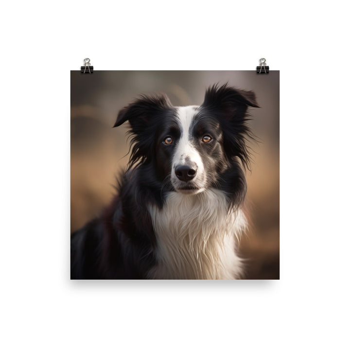 Majestic Border Collie Portrait Photo paper poster - PosterfyAI.com