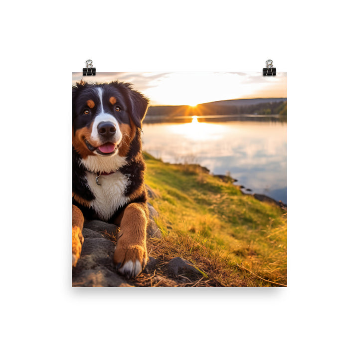 Loyal Bernese Mountain Dog Photo paper poster - PosterfyAI.com