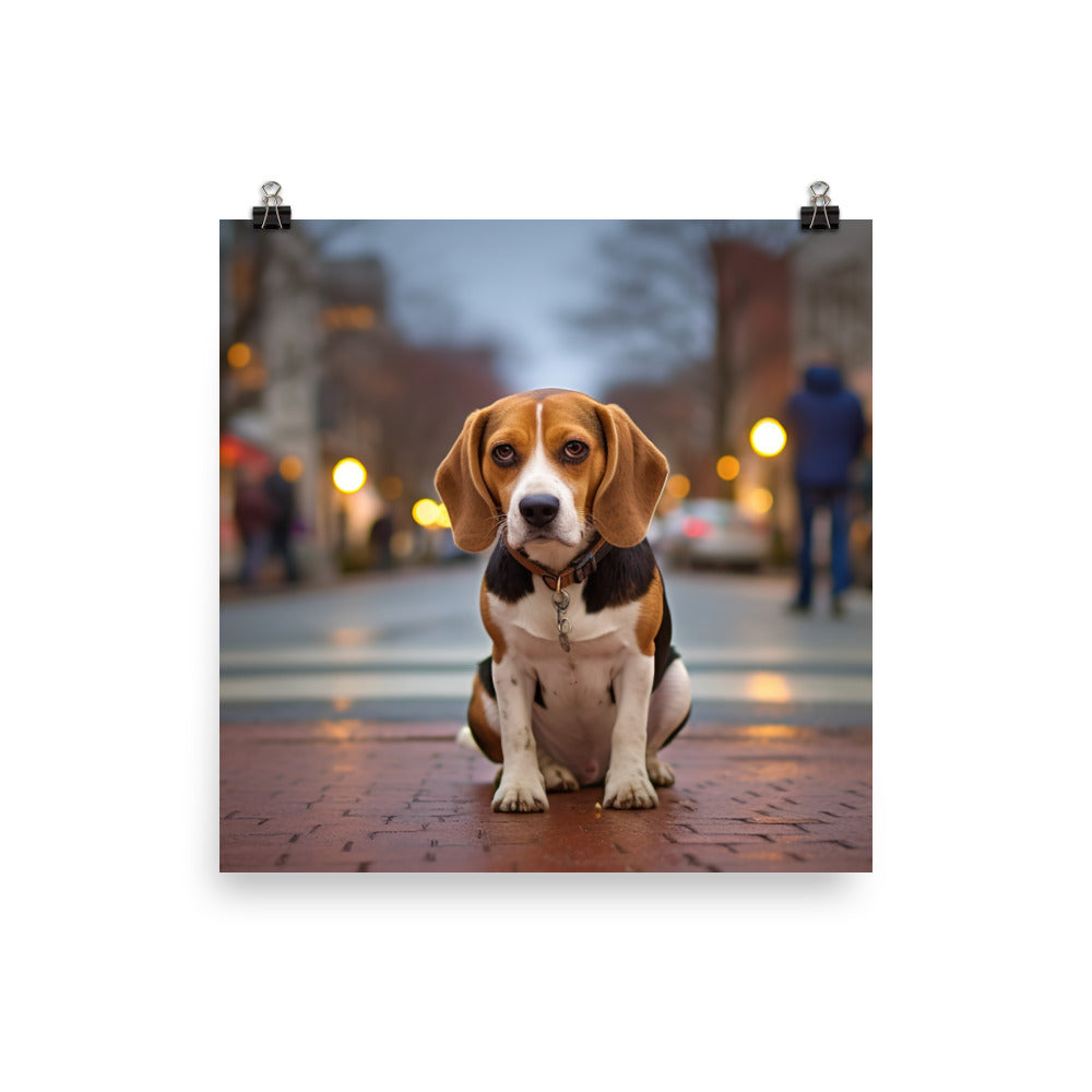 Beagle in the city Photo paper poster - PosterfyAI.com