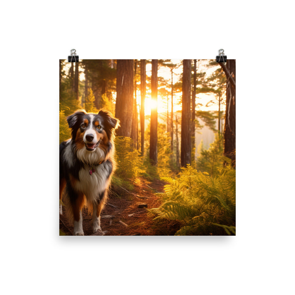 Australian Shepherd as it hikes Photo paper poster - PosterfyAI.com