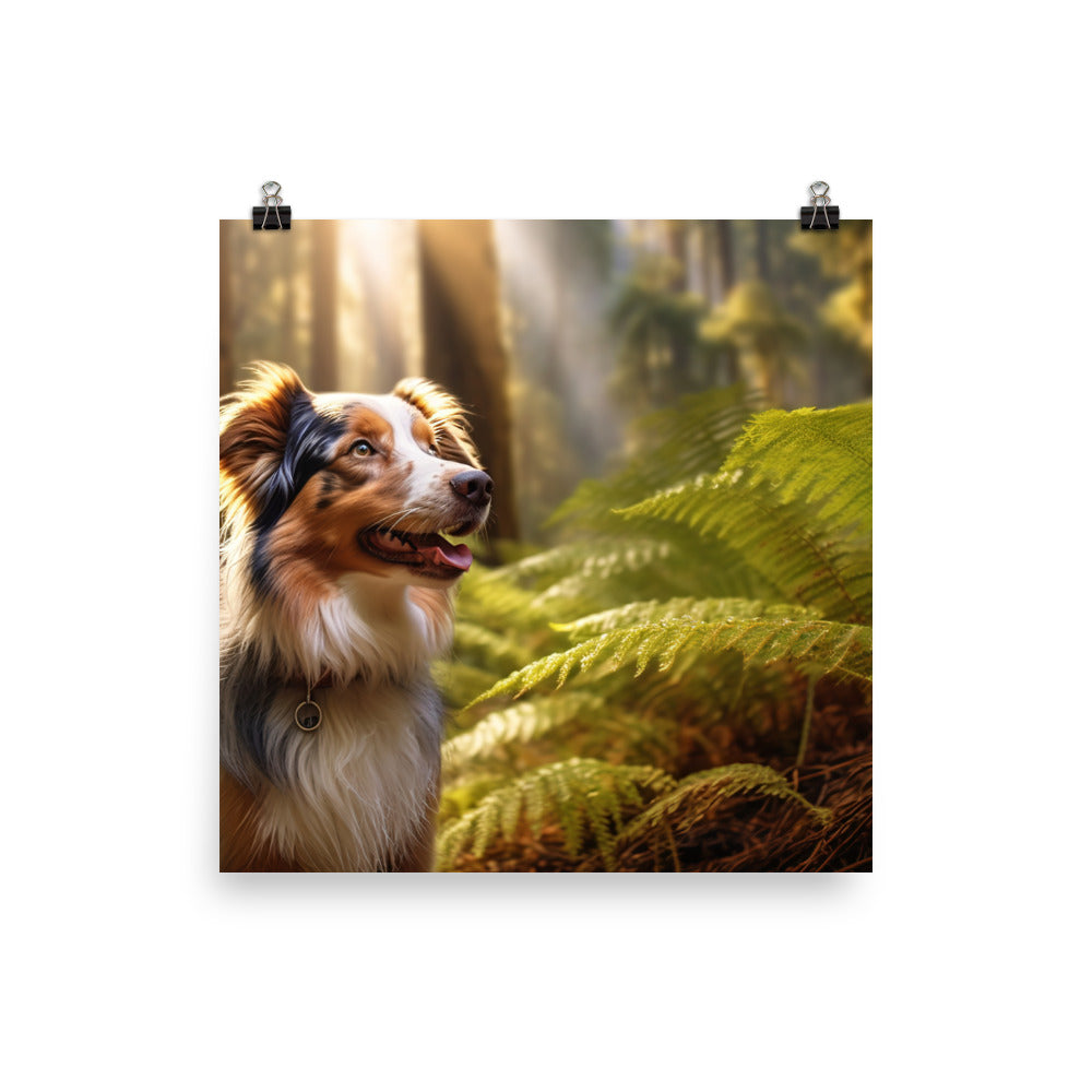 Australian Shepherd as it hikes Photo paper poster - PosterfyAI.com