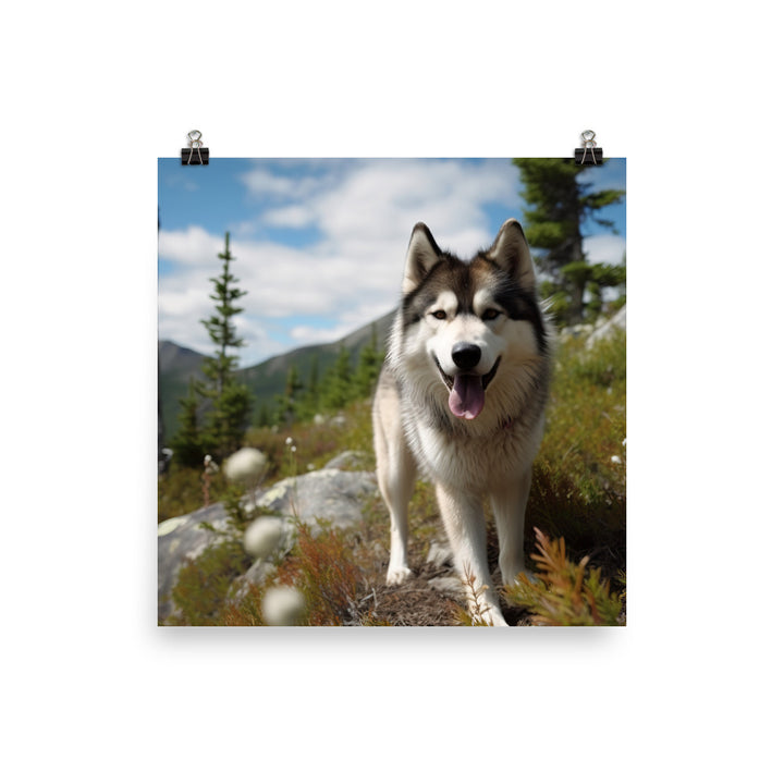 Alaskan Malamute on a Hike Photo paper poster - PosterfyAI.com