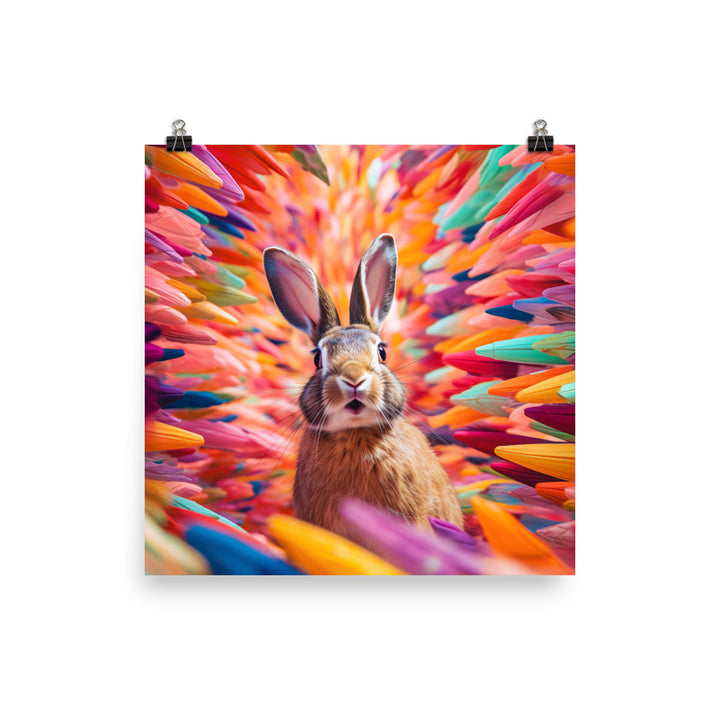 Playful English Spot Bunny Photo paper poster - PosterfyAI.com