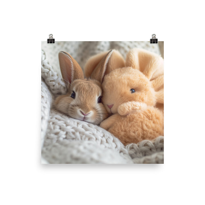 Tan Bunnys Gentle Cuddles Photo paper poster - PosterfyAI.com