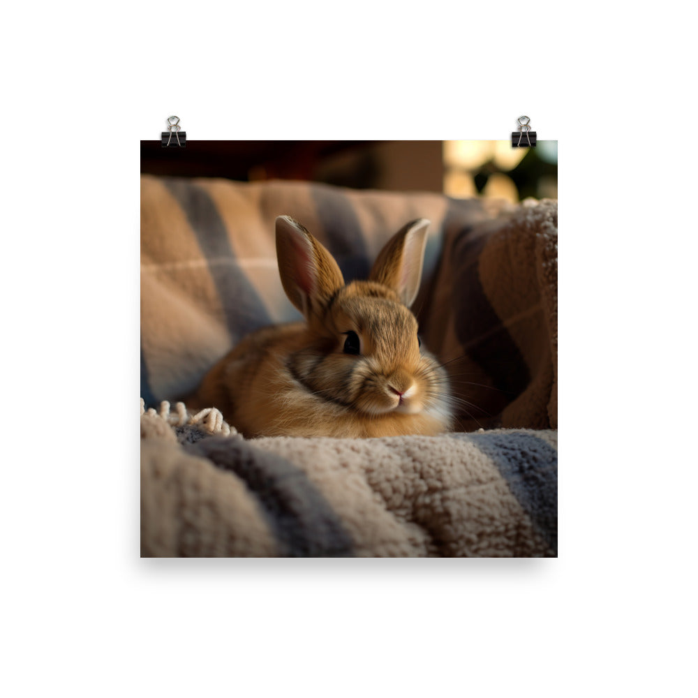 Rhinelander Bunny in a Cozy Setting Photo paper poster - PosterfyAI.com