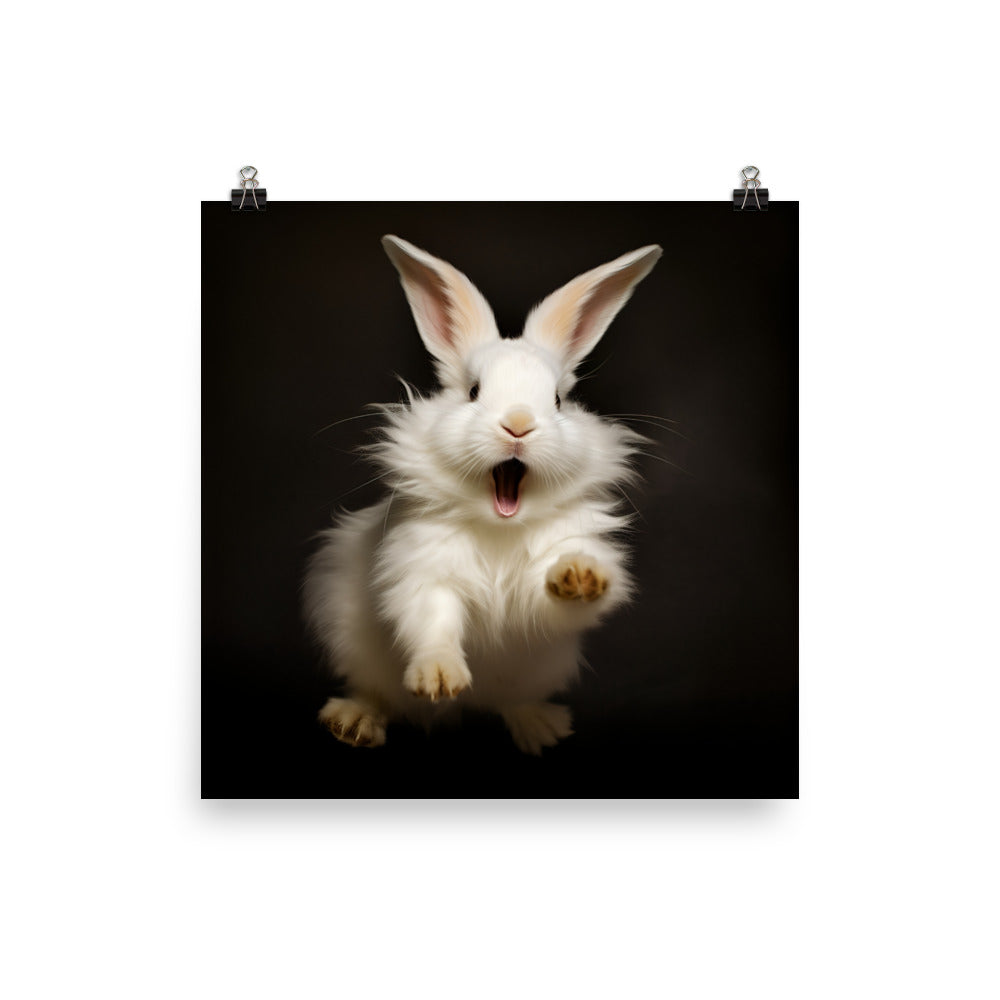 Lionhead Bunny Enjoying a Playful Hop Photo paper poster - PosterfyAI.com