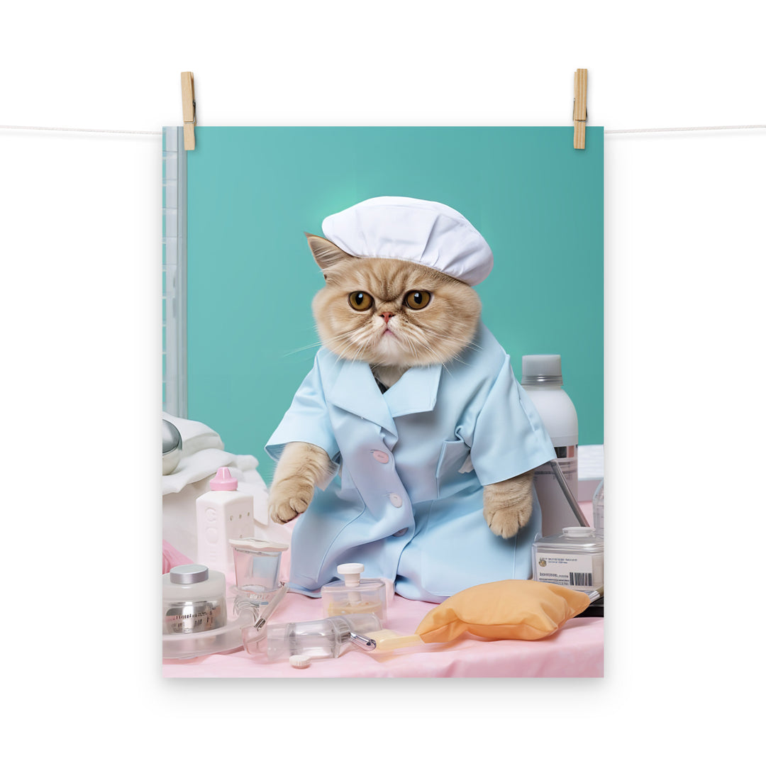 Exotic Shorthair Nurse Photo paper poster - PosterfyAI.com