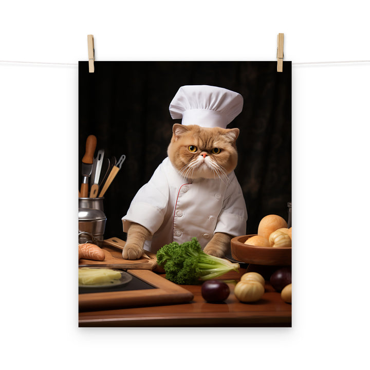 Exotic Shorthair Chef Photo paper poster - PosterfyAI.com