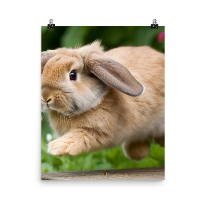 American Fuzzy Lop in the Garden Photo paper poster - PosterfyAI.com