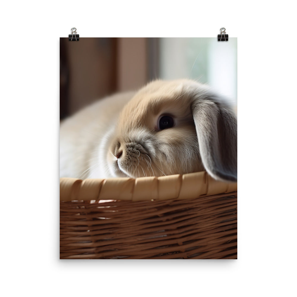 American Fuzzy Lop in a Basket Photo paper poster - PosterfyAI.com