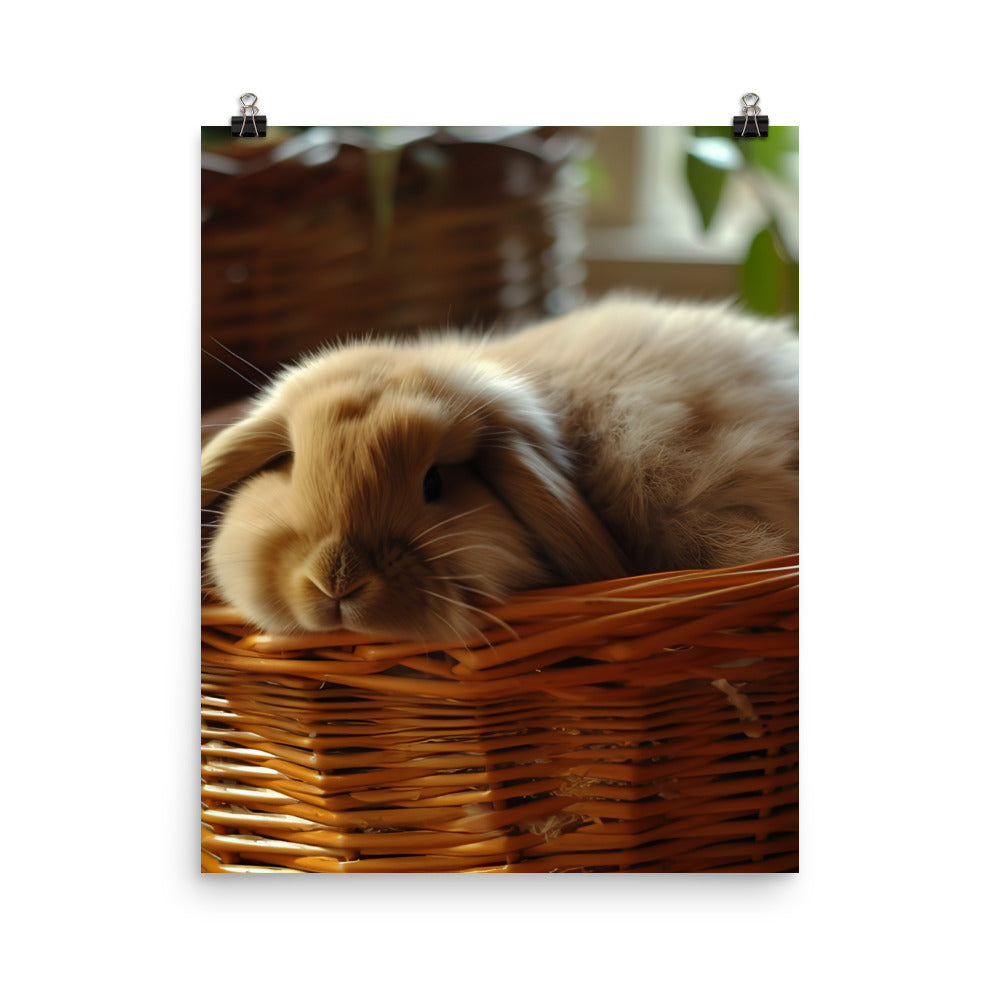 American Fuzzy Lop in a Basket Photo paper poster - PosterfyAI.com