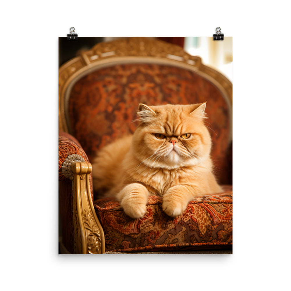 Exotic Shorthair Cat Lounging Photo paper poster - PosterfyAI.com