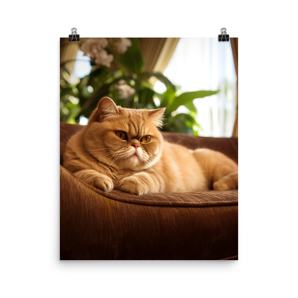 Exotic Shorthair Cat Lounging Photo paper poster - PosterfyAI.com