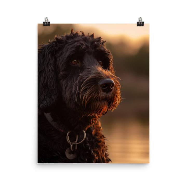 Water Dog at Sunset Photo paper poster - PosterfyAI.com