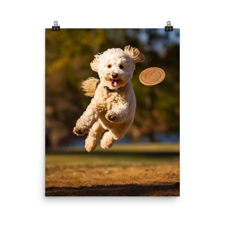 The Playful Poodle in Action Photo paper poster - PosterfyAI.com