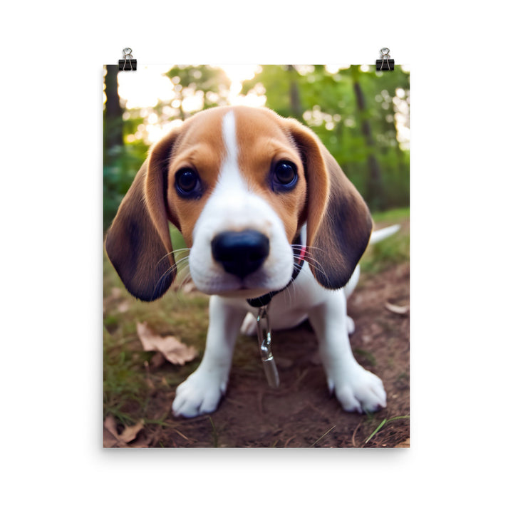 The curious eyes of a Beagle pup Photo paper poster - PosterfyAI.com