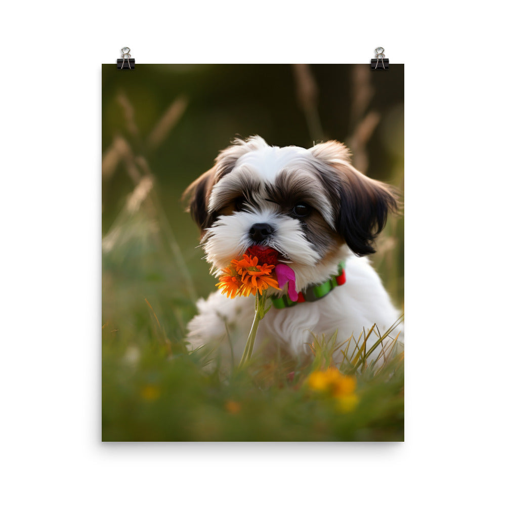 Sweet and Playful Shih Tzu Photo paper poster - PosterfyAI.com