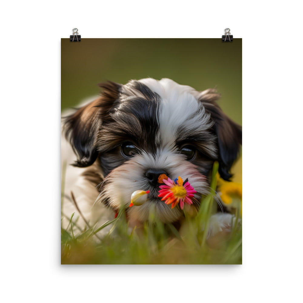 Sweet and Playful Shih Tzu Photo paper poster - PosterfyAI.com