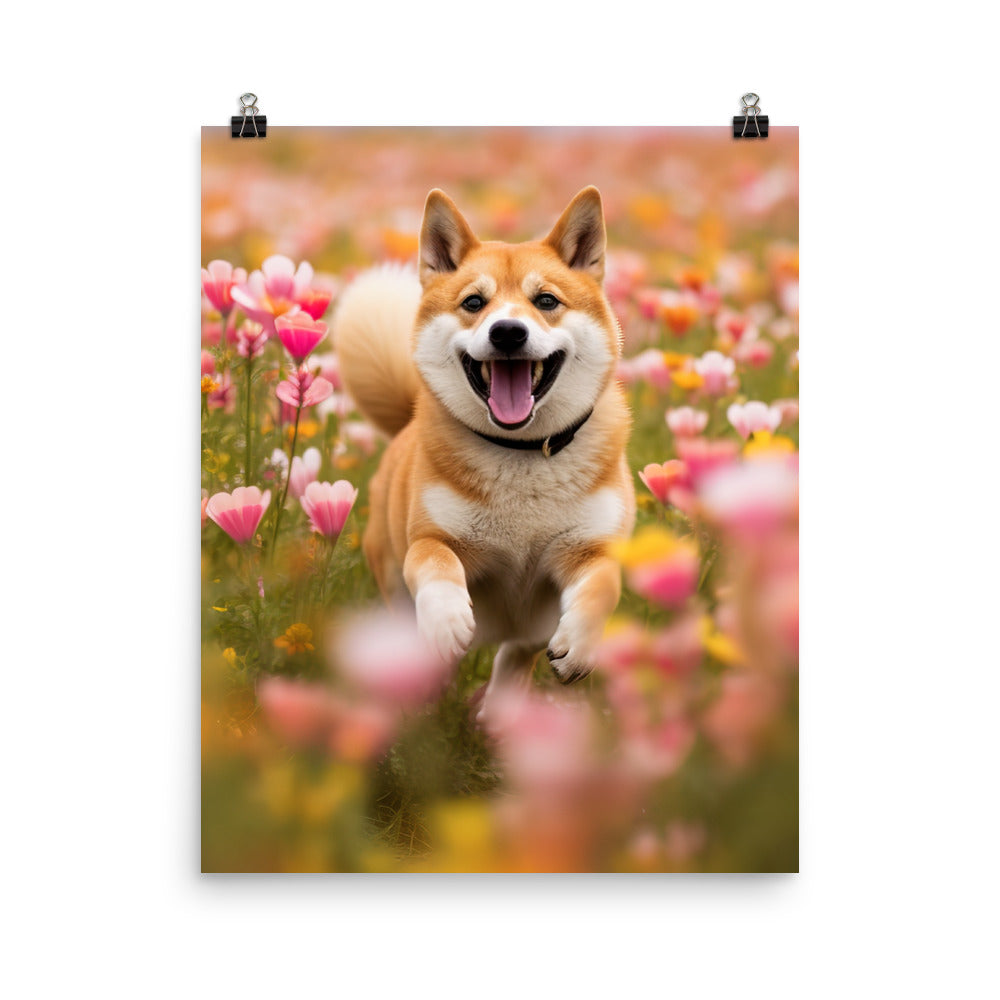 Shiba Inu Running Photo paper poster - PosterfyAI.com