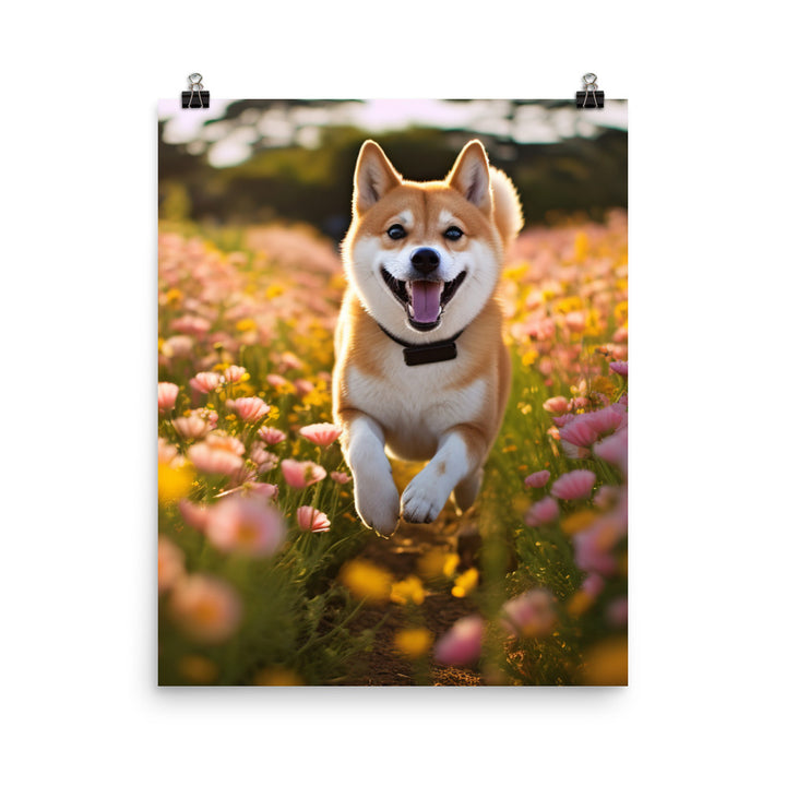 Shiba Inu Running Photo paper poster - PosterfyAI.com