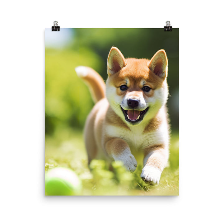 Shiba Inu Pup Playing Photo paper poster - PosterfyAI.com