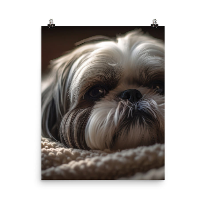 Relaxed Shih Tzu in a Cozy Home Photo paper poster - PosterfyAI.com