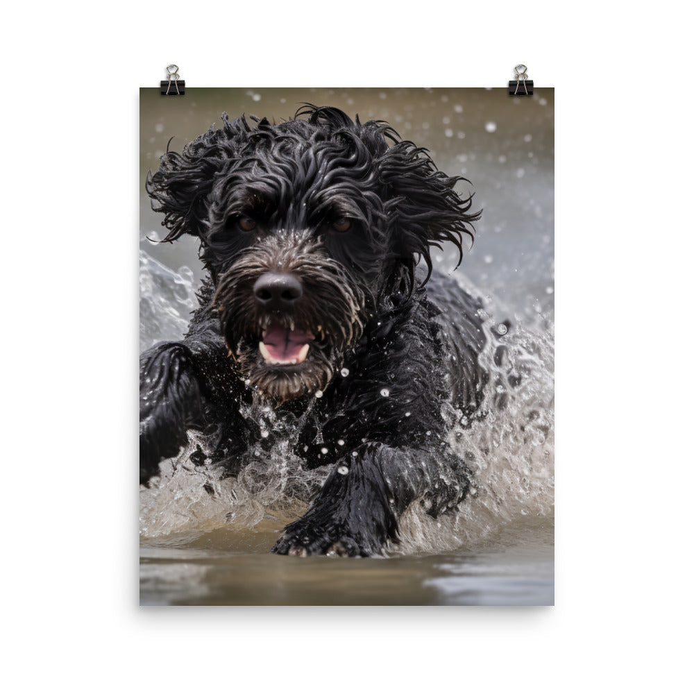 Portuguese Water Dog playing Photo paper poster - PosterfyAI.com