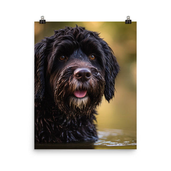 Portrait of a Portuguese Water Dog Photo paper poster - PosterfyAI.com