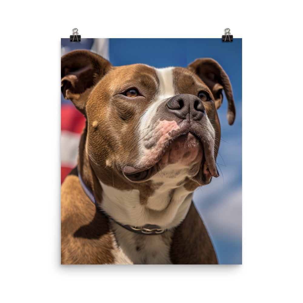 Patriotic American Staffordshire Terrier Photo paper poster - PosterfyAI.com