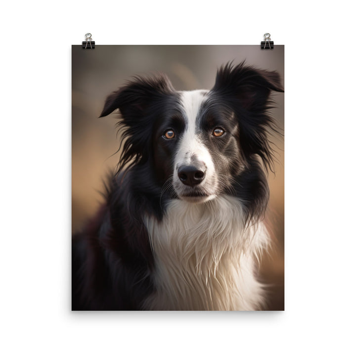 Majestic Border Collie Portrait Photo paper poster - PosterfyAI.com