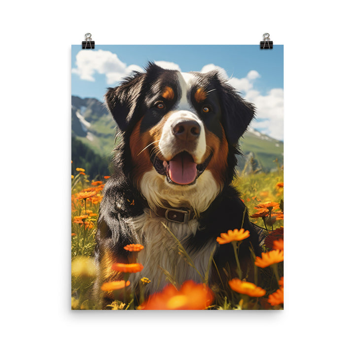 Majestic Bernese Mountain Dog Photo paper poster - PosterfyAI.com