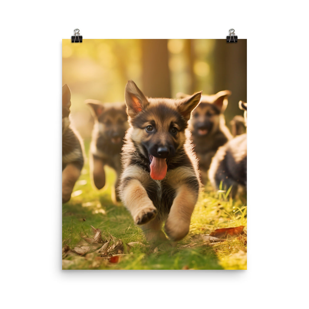 German Shepherd Puppies Photo paper poster - PosterfyAI.com