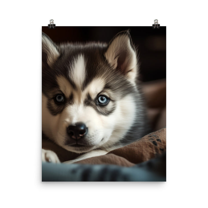 Gentle Alaskan Malamute Pup Photo paper poster - PosterfyAI.com