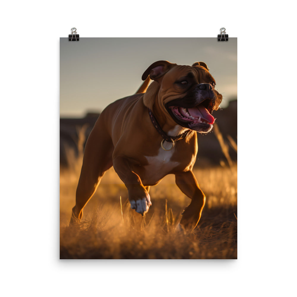 Energetic Boxer at Playtime Photo paper poster - PosterfyAI.com