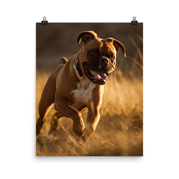 Energetic Boxer at Playtime Photo paper poster - PosterfyAI.com