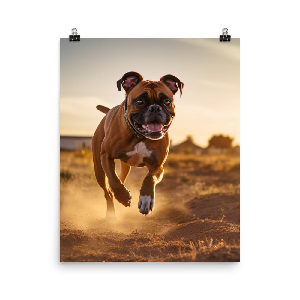 Energetic Boxer at Playtime Photo paper poster - PosterfyAI.com