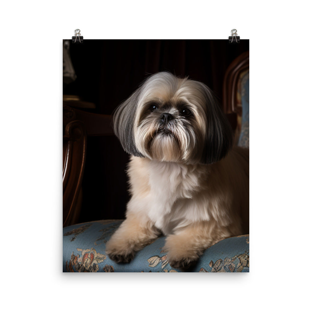 Elegant Shih Tzu Portrait Photo paper poster - PosterfyAI.com