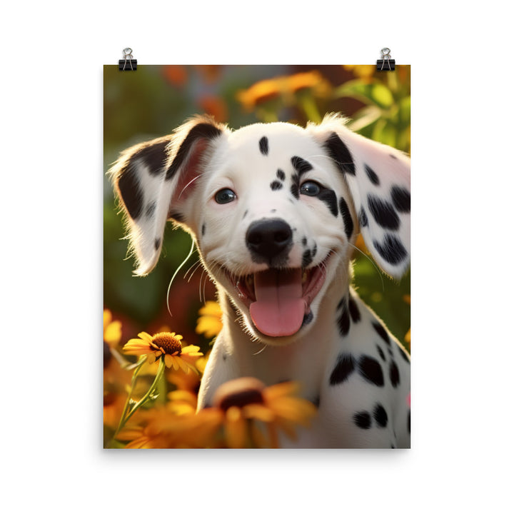 Dalmatian Pup in the Garden Photo paper poster - PosterfyAI.com