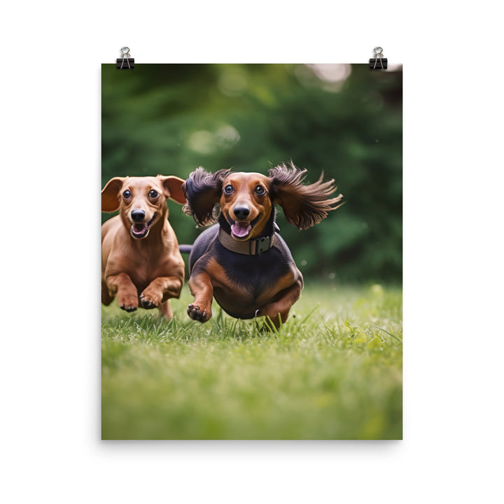 Dachshunds at Play in the Park Photo paper poster - PosterfyAI.com