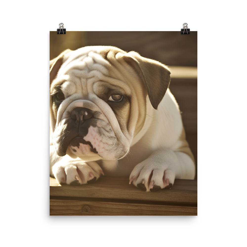 Cute Bulldog in the Sun Photo paper poster - PosterfyAI.com