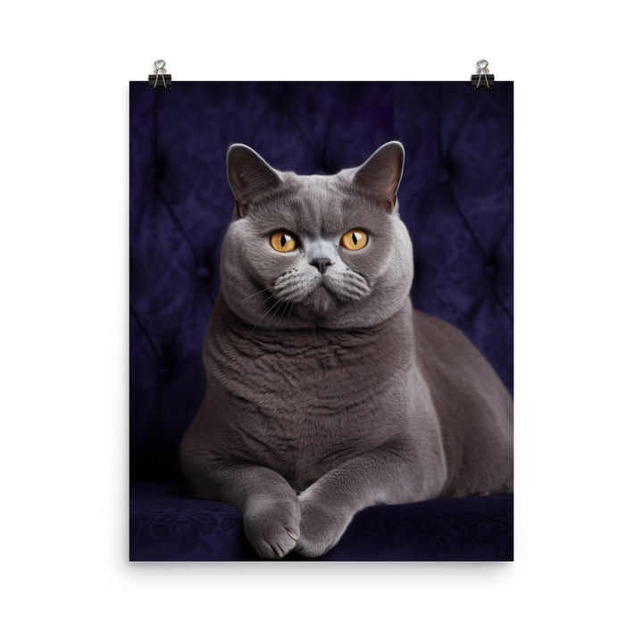 British Shorthair Cat in Portraits Photo paper poster - PosterfyAI.com