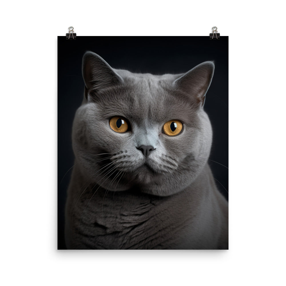 British Shorthair Cat in Portraits Photo paper poster - PosterfyAI.com