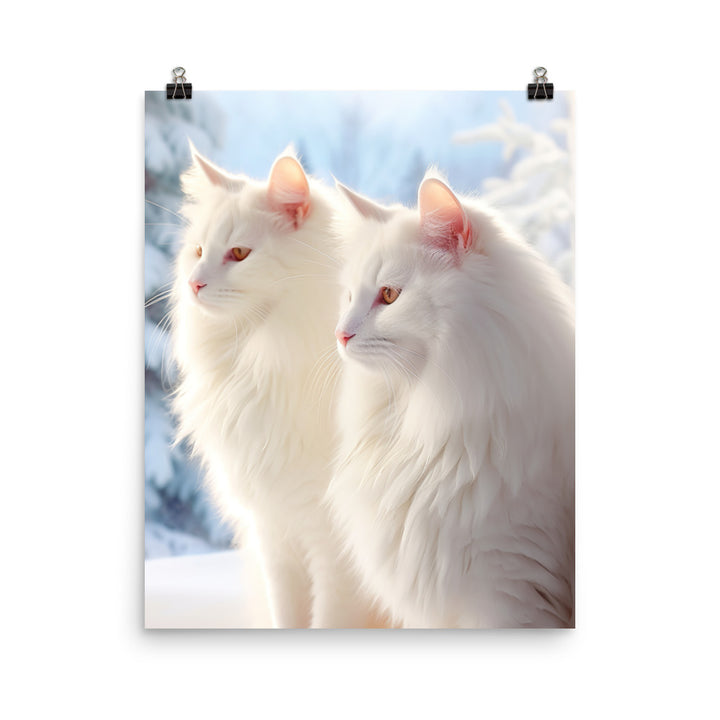 Turkish Van Cat in Winter Photo paper poster - PosterfyAI.com