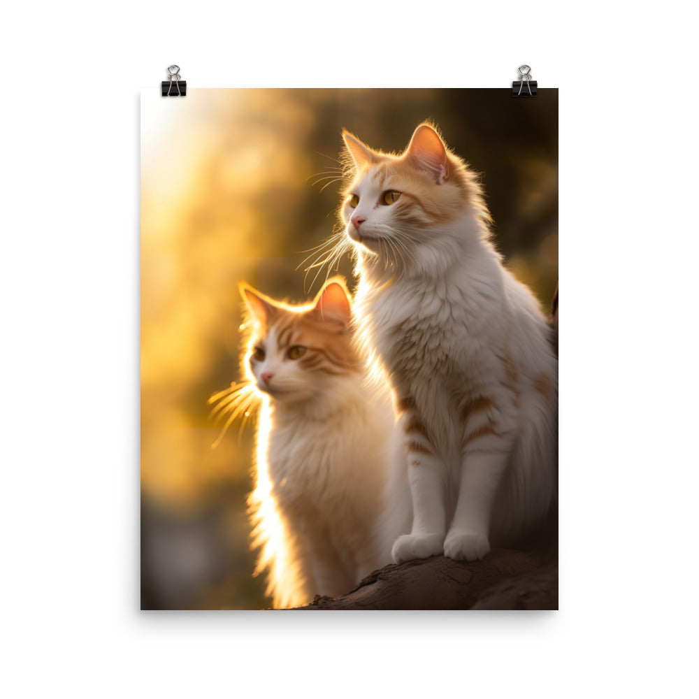 Turkish Van Cat Basking Photo paper poster - PosterfyAI.com