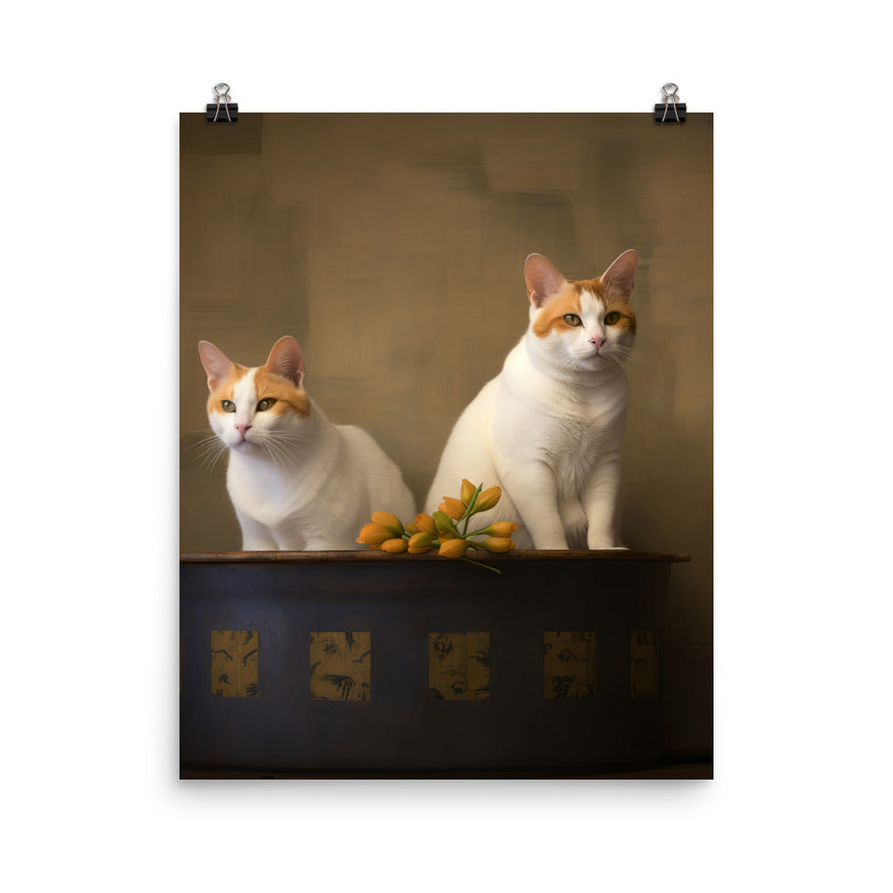 Japanese Bobtail Cat Photo paper poster - PosterfyAI.com