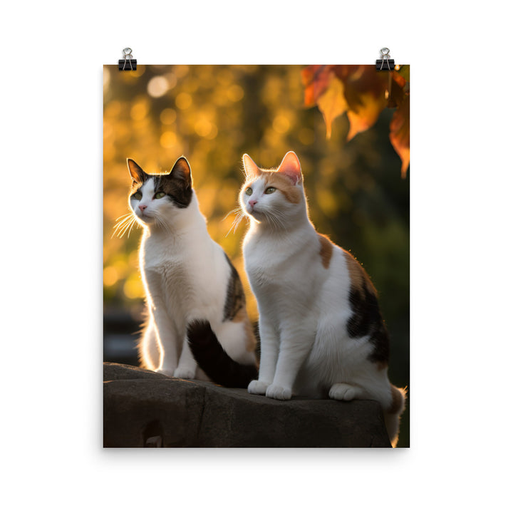 Japanese Bobtail Cat in Serene Outdoor Photo paper poster - PosterfyAI.com