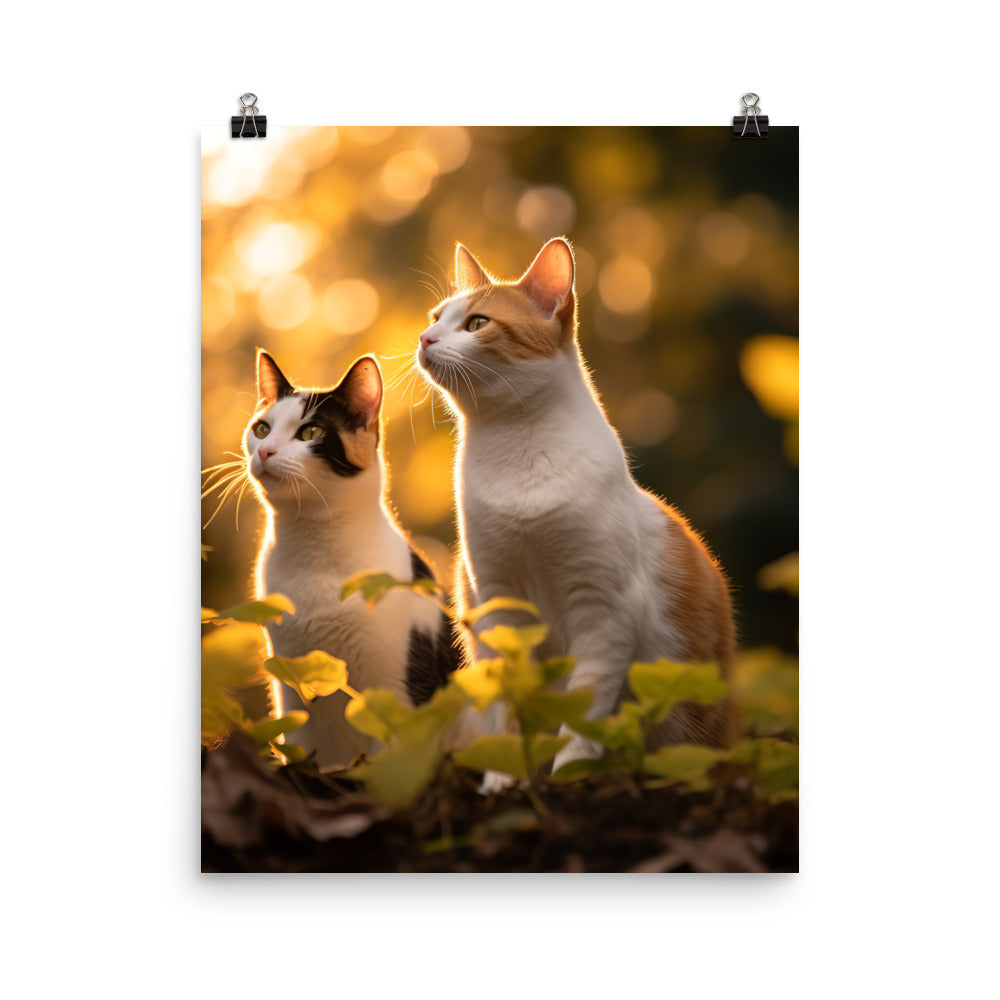 Japanese Bobtail Cat in Serene Outdoor Photo paper poster - PosterfyAI.com